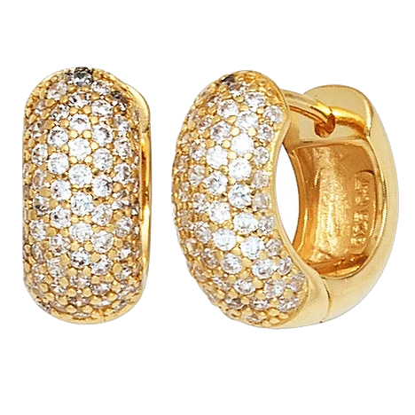 Creolen breit rund 925 Sterling Silber gold vergoldet mit Zirkonia Ohrringe