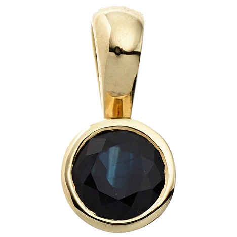 Anhänger rund 333 Gold Gelbgold 1 blauer Safir Goldanhänger