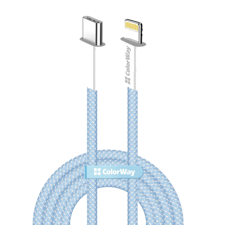 USB-C - Lightning Daten- und Ladekabel ColorWay CW-CBPDCL061, 27W, 1m, Blau