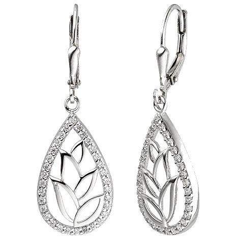 Ohrhänger Tropfen 925 Sterling Silber 64 Zirkonia Ohrringe Boutons