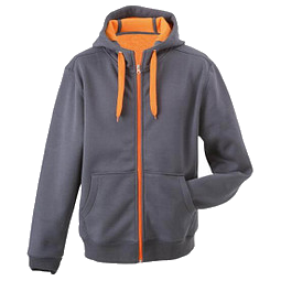 JAMES & NICHOLSON Unisex Jacke mit Kapuze, grau/orange, L