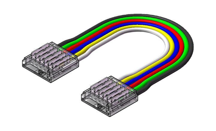 LED Strip-zu-Strip Verbinder – 6-polig, 12 mm, lötfrei mit 15 cm Verbindungskabel für RGBCCT SMD LED Streifen