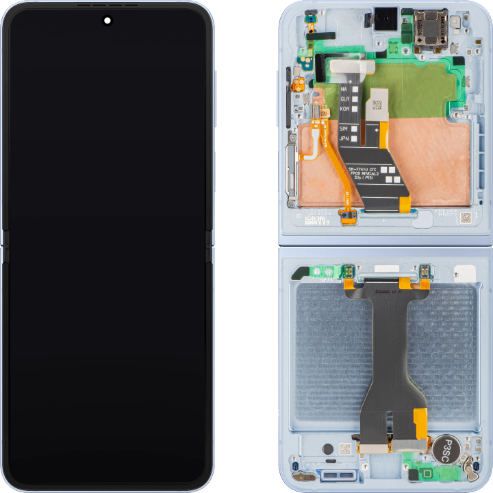 Display mit Touchscreen Samsung Galaxy Z Flip6 F741, mit Rahmen, Sub Inner, Blau, Service Pack GH82-35014C