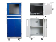Computerschrank PC Schreibtisch Schublade Mauspad fahrbar Tastatur Staubschutz