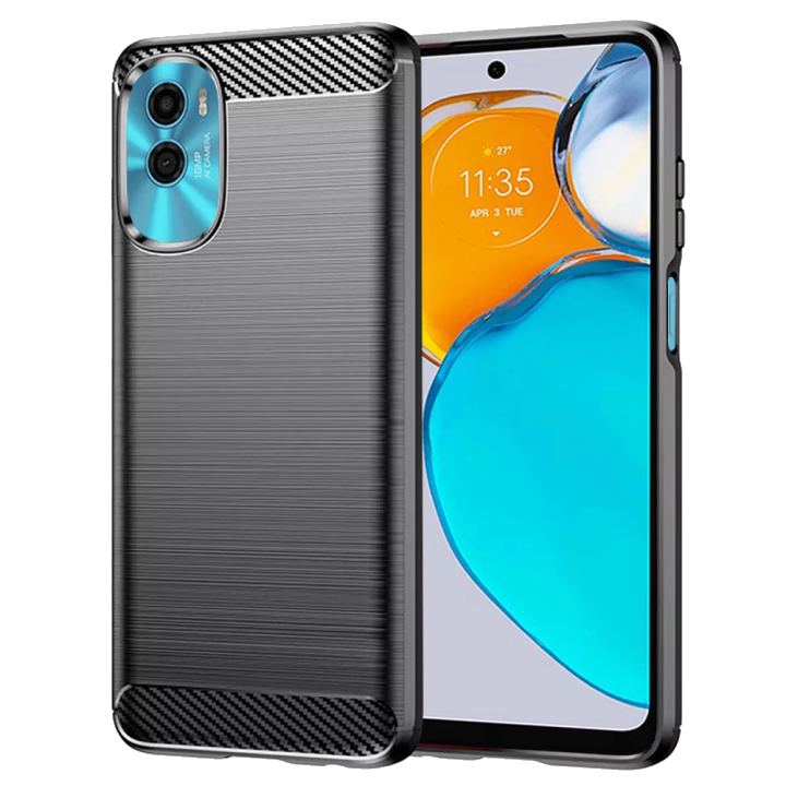 Hülle für Motorola Moto E22s, Techsuit, Carbon, Schwarz