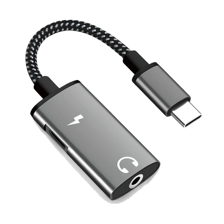 Audio-Adapter USB-C - USB-C / 3.5mm Techsuit AC22 AcustiCore, Grau