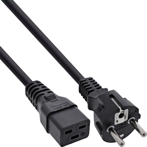 InLine® Netzkabel 16A, Schutzkontakt gerade/Kaltgerätestecker IEC320/C19, 0,5m