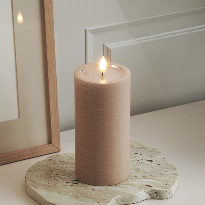Unique LED-Blockkerzen D 7,5 x 15 cm Rosa