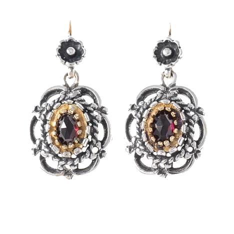 Ohrringe 925 Silber Trachtenschmuck Granat