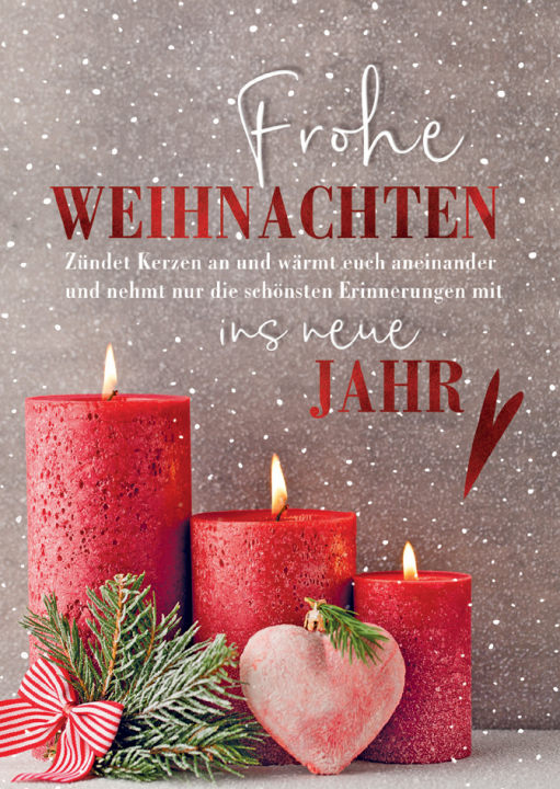 CACTUS Weihnachtskarte , Rote Kerzen,