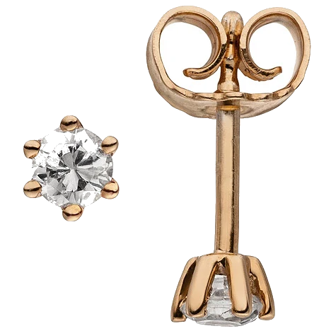 Ohrstecker 585 Gold Rotgold 2 Diamanten Brillanten 0 24 ct. Ohrringe