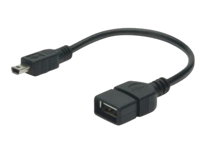 Digitus USB 2.0 Adapterkabel, OTG, Typ mini B - A St/Bu, 0,2m, USB 2.0 konform, sw