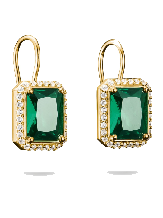 Thomas Sabo H2338-971-6 Ohrringe Grüne Achteckige Steine vergoldet Damen