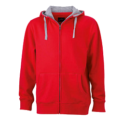 JAMES & NICHOLSON Unisex Sweat-Jacke mit Kapuze, rot, XL