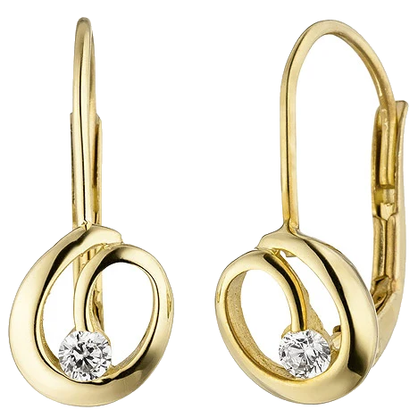 Ohrhänger 333 Gold Gelbgold 2 Zirkonia Ohrringe Boutons Goldohrringe