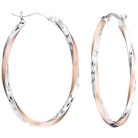 Creolen 925 Sterling Silber bicolor vergoldet mattiert Ohrringe