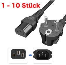 5x 10x Kaltgerätekabel Monitor Netzkabel 2 3 meter Kabel PC Stromkabel TV Schuko