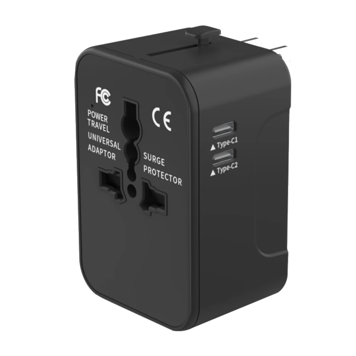 Netzladegerät Techsuit HHT202-2C Travel, 15W, 3A, 2 x USB-C, Schwarz