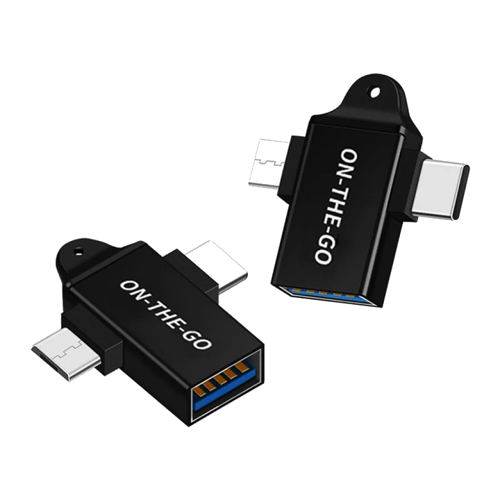 OTG-Adapter microUSB / USB-C - USB-A Techsuit A15 AluCoreX, Schwarz