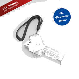 USB-Stick TURN 3D inkl. Gravur, 8 GB, weiß