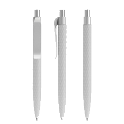 prodir® Druckkugelschreiber QS01 Soft Touch PRP Push, blaue Mine, zementgrau/silber satiniert