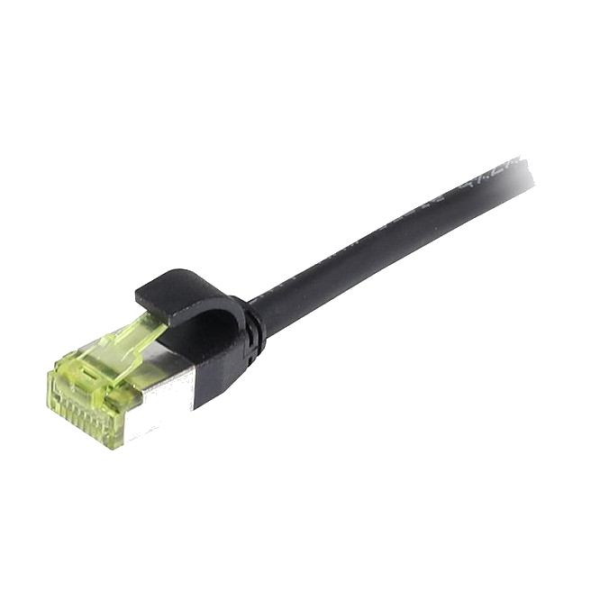 Synergy21 Patchkabel RJ45, CAT6A 500Mhz, 1,5m, schwarz, S-STP(S/FTP), slimline rund d=4,5mm, TPE/LSZH(Superflex), AWG28, mit CAT7 Rohkabel,