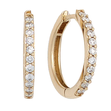 Creolen 585 Gold Gelbgold 22 Diamanten Brillanten Ohrringe Diamantcreolen