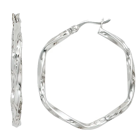 Creolen eckig sechseckig 925 Silber diamantiert Ohrringe Silbercreolen
