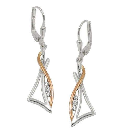 Ohrringe Brisur bicolor rosevergoldet Zirkonia Silber 925