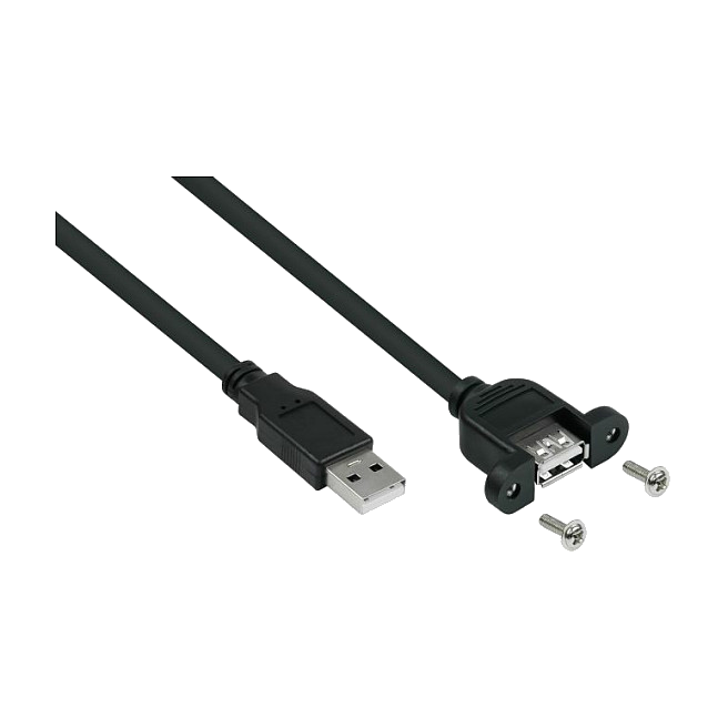 kabelmeister USB2.0 Verlängerung A-St.-Einbaub.A schw. 0,5m