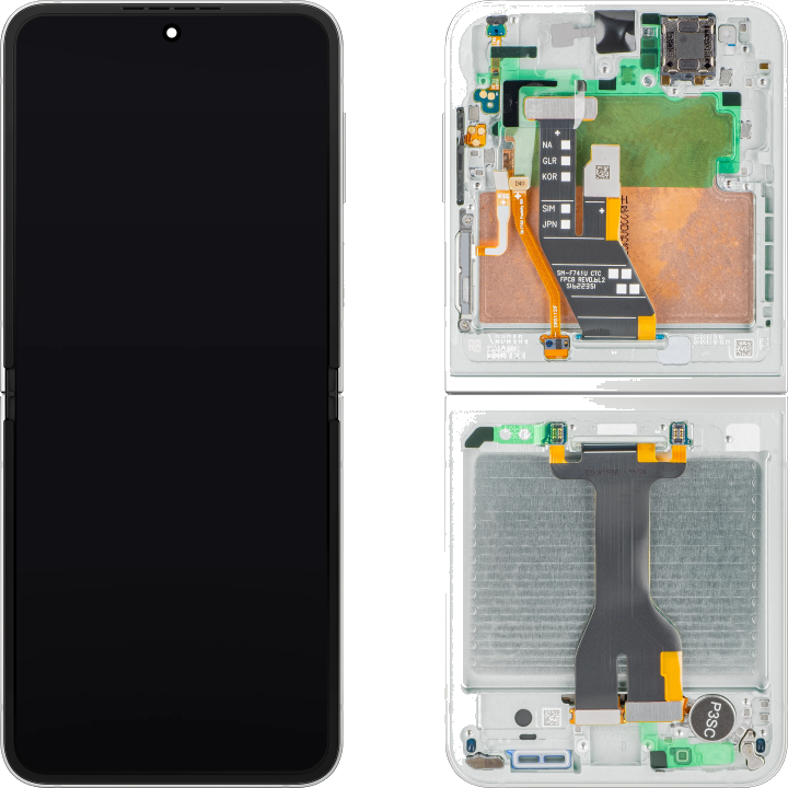 Display mit Touchscreen Samsung Galaxy Z Flip7 FE F761, mit Rahmen, Sub Inner, Weiß, Service Pack GH82-37734B