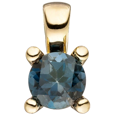 Anhänger 585 Gold Gelbgold 1 Blautopas blau Goldanhänger