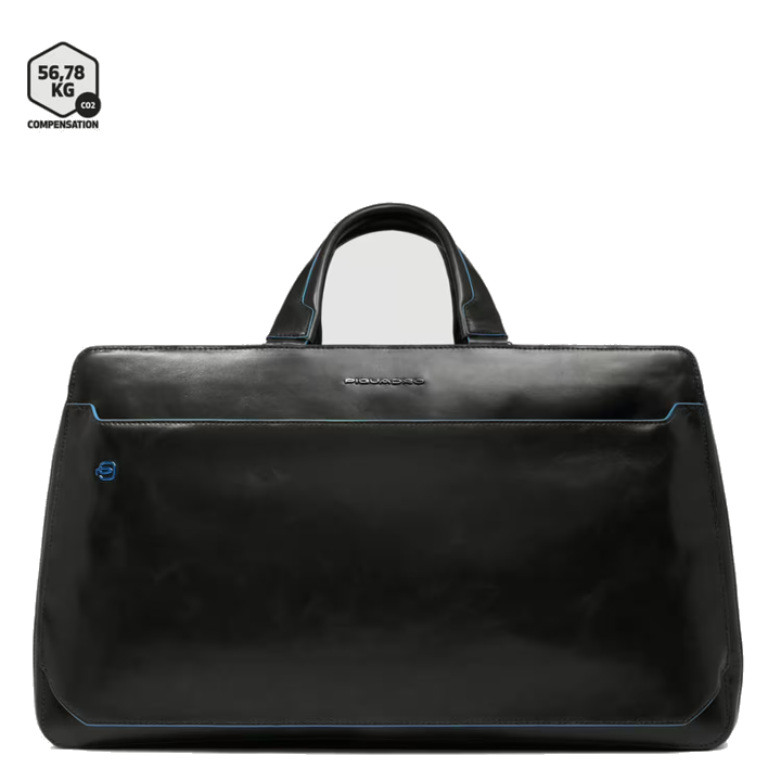 Piquadro Blue Square Leder-Reisetasche mit Laptop-Fach 14" Schwarz