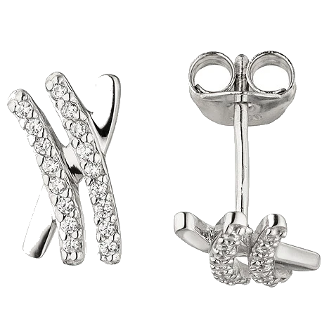Ohrstecker 925 Sterling Silber 34 Zirkonia Ohrringe Silberohrringe