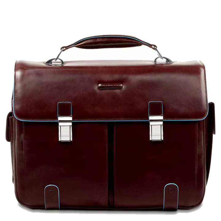 Piquadro Blue Square Laptoptasche 15.6" mit Tabletfach und Vortaschen Mahagoni