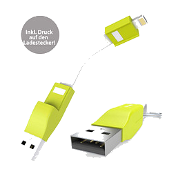 Ladekabel 2in1 ZWEINS® PLUS, Lime Explosion (Pantone 381 C)