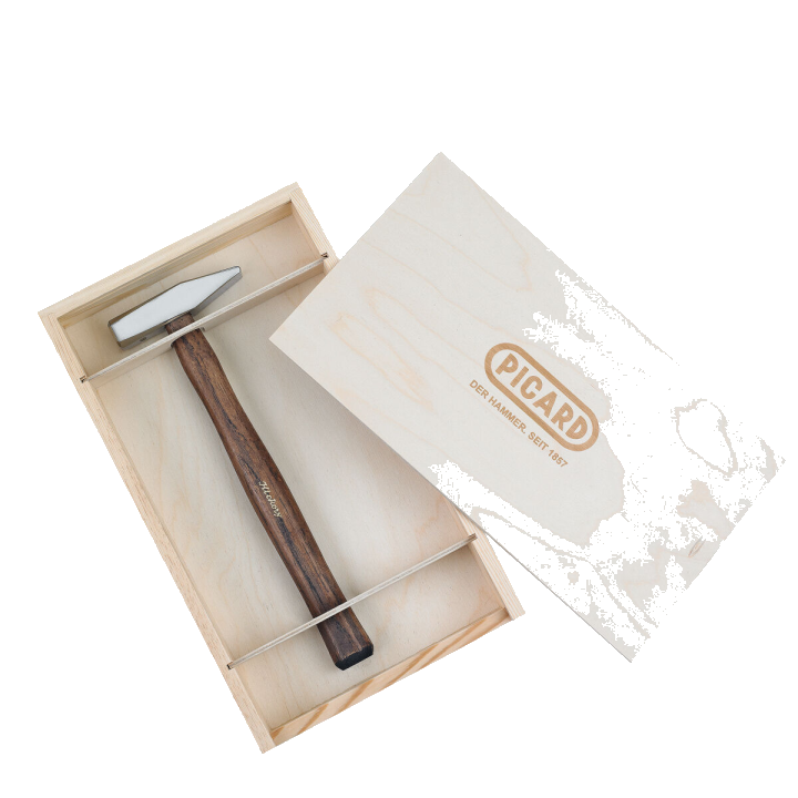 PICARD Schlosserhammer 300g Deutsche Form verchromt in Holzkiste Nr. 1e | Gravur möglich