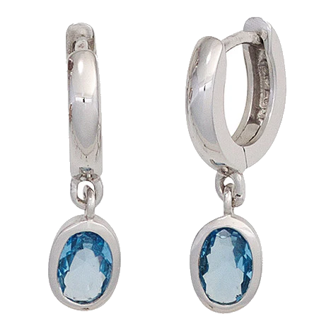 Creolen 925 Sterling Silber 2 Zirkonia hellblau blau Ohrringe Silbercreolen