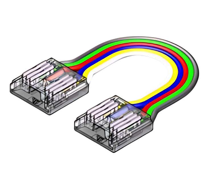LED Strip-zu-Strip Verbinder – 6-polig, 12 mm, lötfrei mit 15 cm Verbindungskabel für RGBCCT COB LED Streifen