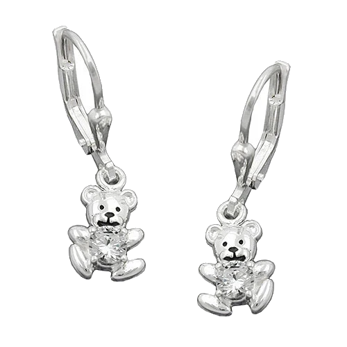 Ohrringe Brisur kleiner Bär Zirkonia Silber 925