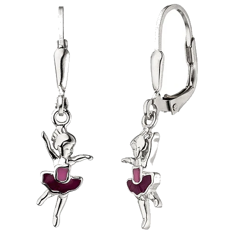 Kinder Ohrhänger Ballerina 925 Sterling Silber Ohrringe Boutons Kinderohrringe