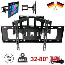 TV Wandhalterung für 32-80 Zoll Schwenkbare Wandhalter Fernseher Neigbare