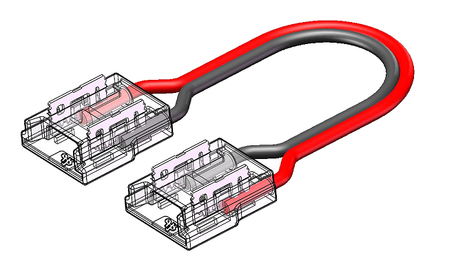 LED Strip-zu-Strip Verbinder – 2-polig, 12 mm, lötfrei mit 15 cm Verbindungskabel für einfarbige COB LED Streifen