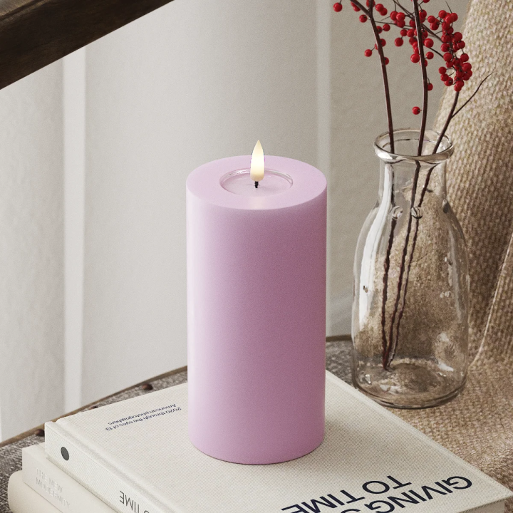 LED-Blockkerzen Ø 7,5 x 15 cm Lavendel
