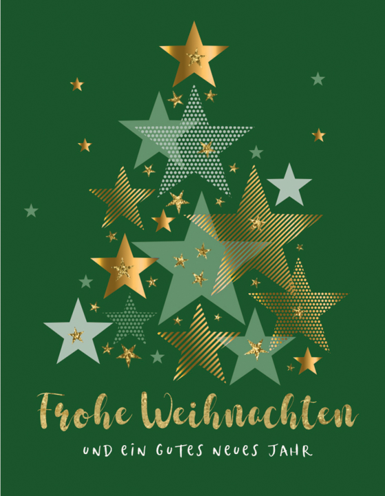 CACTUS Weihnachtskarte , Weihnachtsbaumm aus Sternen,