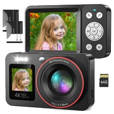 Digitalkamera 4K 64MP Vlogging Fotokamera Kompaktkamera 18X Digitalzoom Kamera