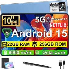 2026 Neue Tablet 10 Zoll Android 15 Octa Core 22GB RAM+256GB ROM 8000mAh 3.5mm
