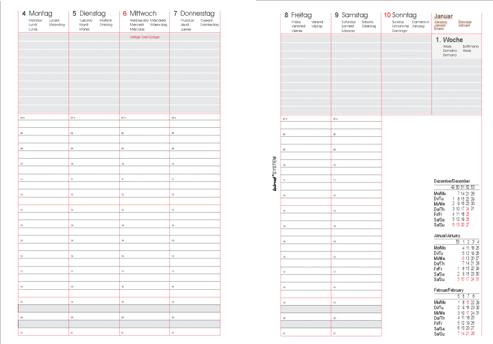 bind Ersatzkalender 2027 für Terminplaner A5 Modell 15501