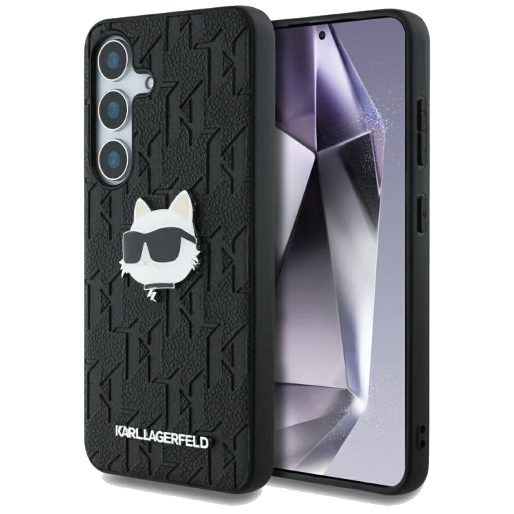 Hülle für Samsung Galaxy S25+ S936, Karl Lagerfeld, Monogram Choupette's Head, Schwarz