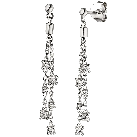 Ohrhänger 925 Sterling Silber 12 Zirkonia Ohrringe Ohrstecker Silberohrringe